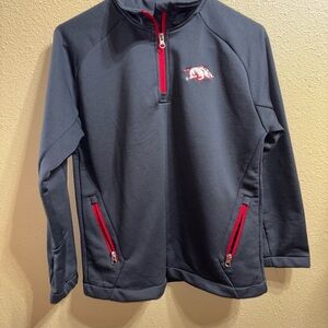 Kids Arkansas Grey and Red Quarter-Zip Jacket